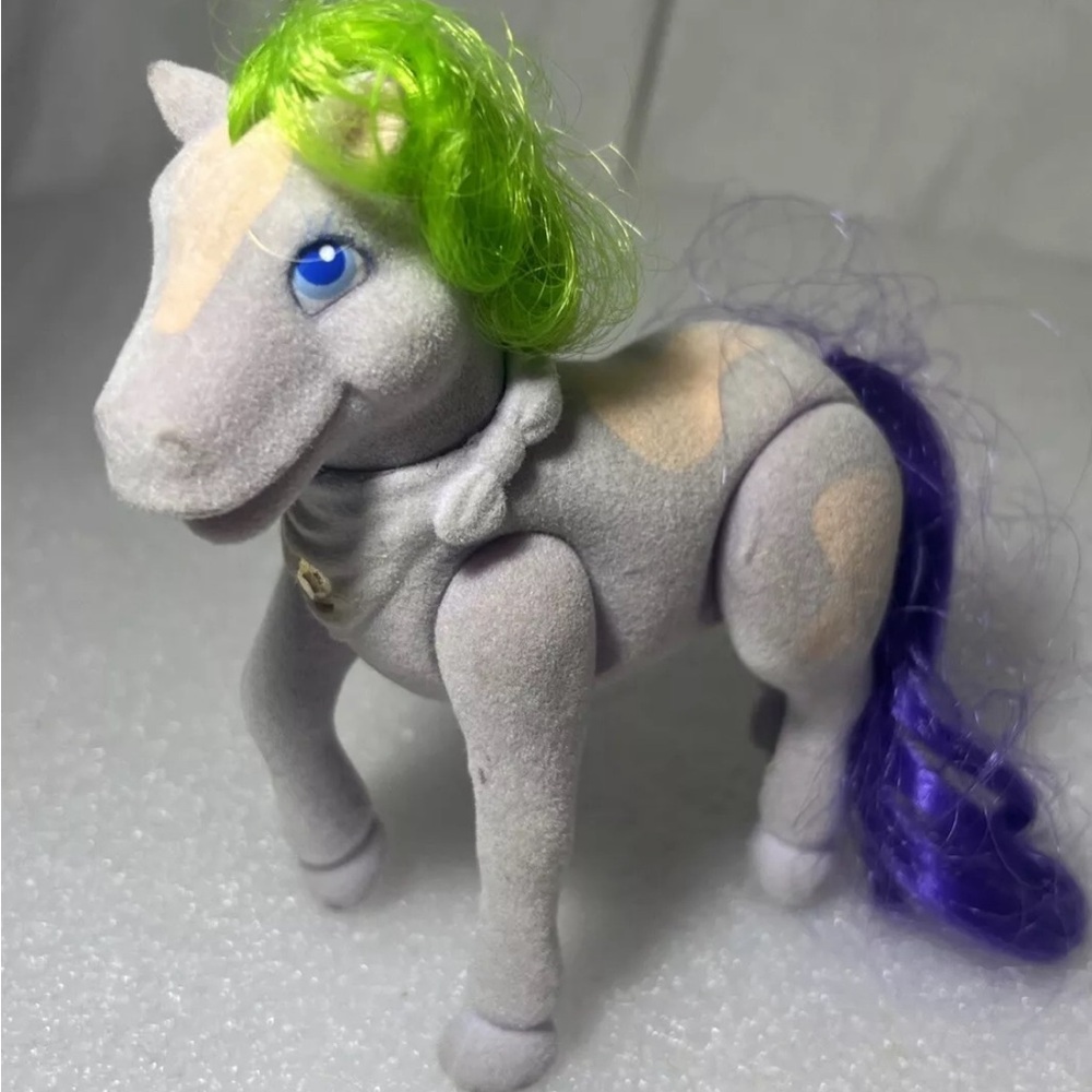 Vtg Meritus Charmin Farm Friends Fuzzimals Annabelle Pony Rare HTF Flocked